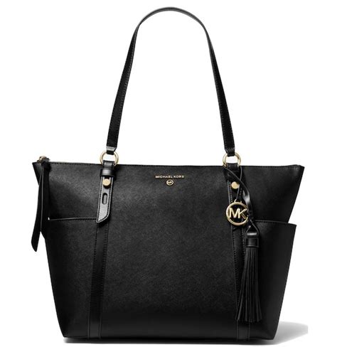 michael kors saffiano top zip tote black|Michael Kors signature sullivan.